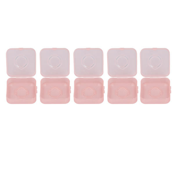5 stk. Transparent Pink Makeup Puff Opbevaringsboks Bærbar Støvfri Åndbar Pudder Puff Beholder Holder
