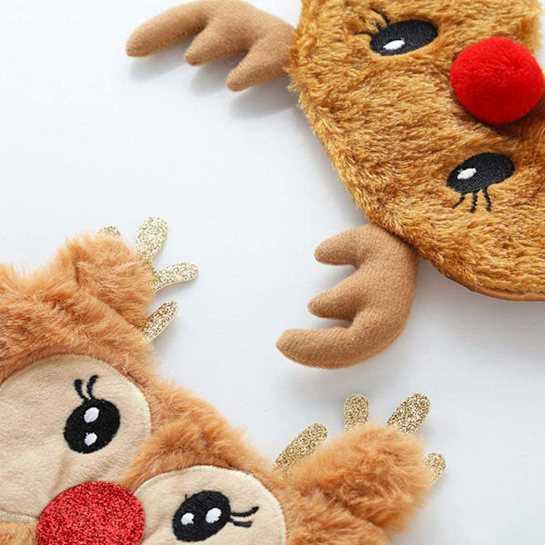 Söt Rensa Sovmask, Mjuk Plysch Ögonbindel Rolig Nyhet Jul Rudolph Sovmask Ögonlock för Barn Flicka