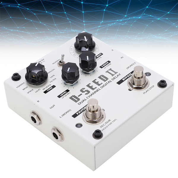 Forsinkelseseffekt Stereo Dual Channel 8 Moduser Loop-opptak Digital Stompbox 2000MS DC9V 220mA