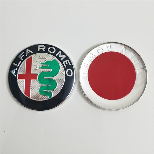 Passar för Alfa Romeo fram- och baklogotyp huvudetikett ALFA Romeo-Alfa 74mm färg (fyra pack)