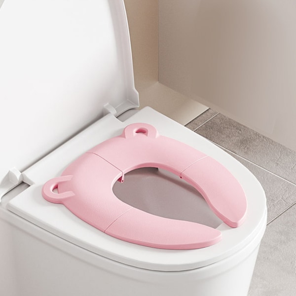 Bärbar Barnvänlig Toalettsits, Djurformad Vikbar Potträningsdyna med Stadigt Halkfritt Grepp, Lättrengjord Design för H pink
