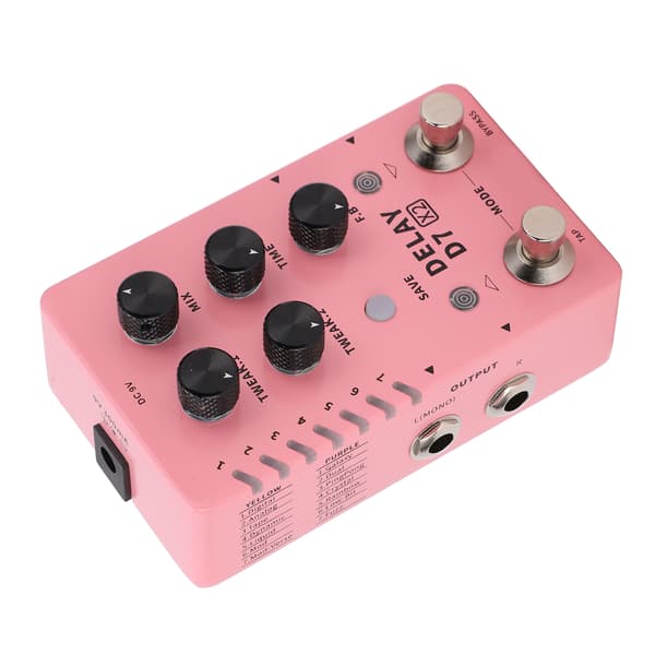 Stereo Delay Effekt Elektrisk Guitar Single Effector Support Opbevaring med 14 Effekter 100‑240VAU Stik