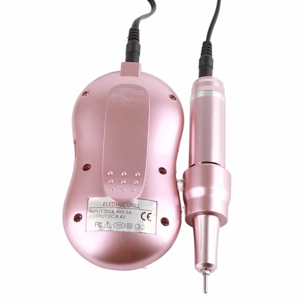 Nagelborrmaskin 35000RPM LCD-display USB-laddningsbar elektrisk nagelpoleringsmaskin med 6 bitar rosa