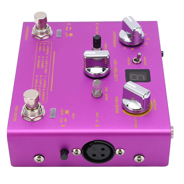 Vokaleffekter Justerbar 9 Reverb 12 Intervaller Maj Min Metal Effektpedal DC 9V 500mA