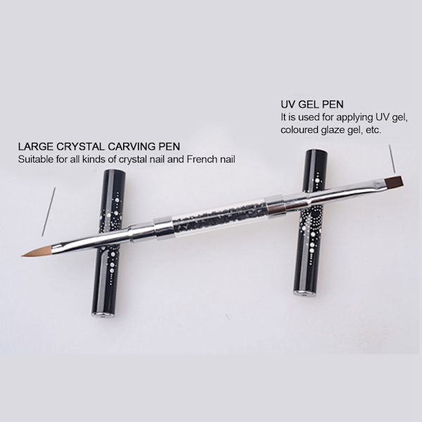 Krystal UV Gel Tegne Maleri Neglekunst Manicure Pen Værktøjssæt Pensel Sæt (Sort)