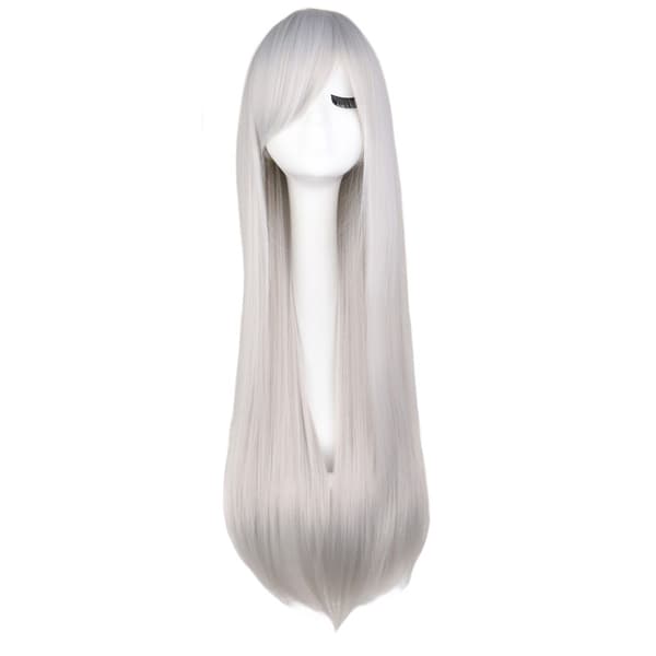 Wekity 80cm Vacker Charmig Cosplay Rak Hår Peruk, Silvervit