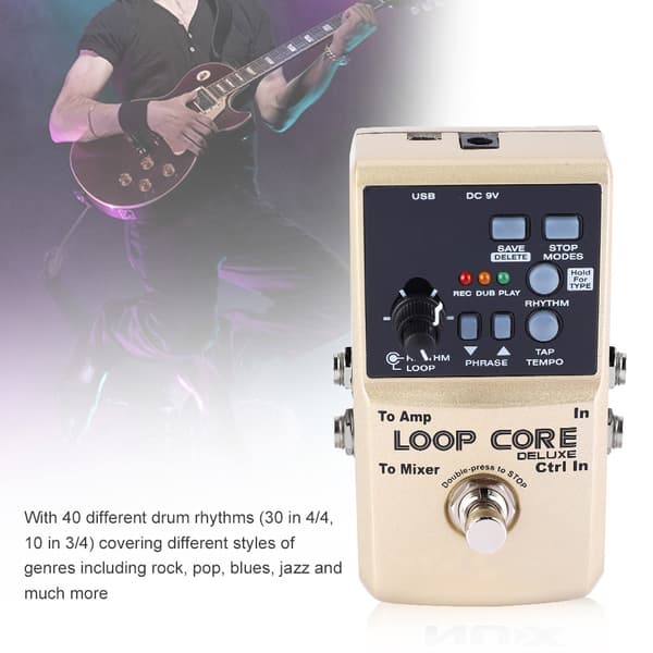 NUX Loop Core Deluxe Gitar Looper 8 timer Loop Tid 24-biters Lyd Automatisk Tempo Deteksjon wit