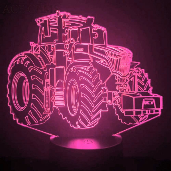 3D Traktor Lastbil Bil Nattljus Bord Skrivbord Optisk Illusion LED-lampor 7 Färgförändrande Ljus LED-bordslampa Jul Hem Kärlek Födelsedag Barn Leksak Present
