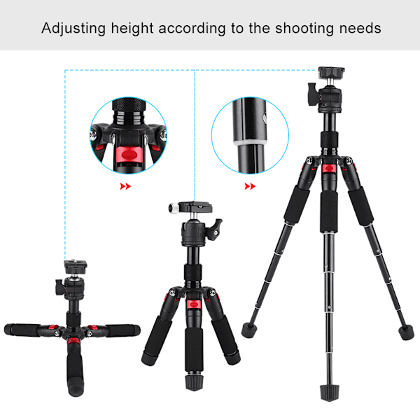 K521 Mini Bärbar Skrivbord Utbyggbar Stativ för DSLR Spegelreflexkamera Röd