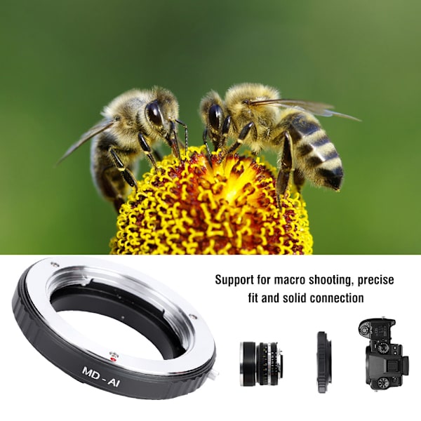 Hållbar aluminiumlegering MD-AI-adapter för Minolta MD-objektiv till Nikon AI-kameror