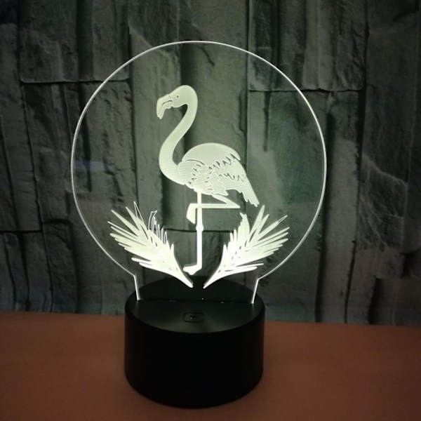 3D Flamingo Natlampe 16 Farver Skiftende USB Strøm Fjernbetjening Touch Switch Dekor Lampe Optisk Illusion Lampe