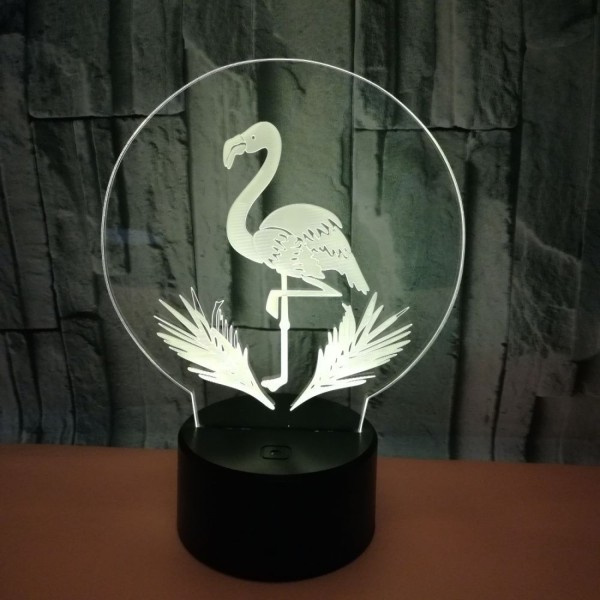 3D Flamingo Nattlampa 16 Färger Ändrar USB Ström Fjärrkontroll Touch Switch Dekorlampa Optisk Illusion Lampa