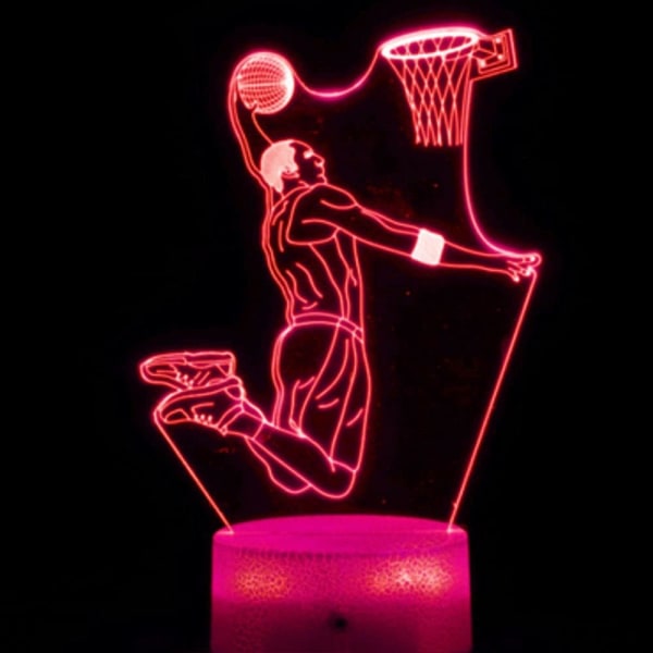 WJ 3D Basketbollspelare Nattlampa Illusion 7 Färgförändrande Touch Switch Bordslampa Dekorationslampor Present med Akryl Flat ABS Bas