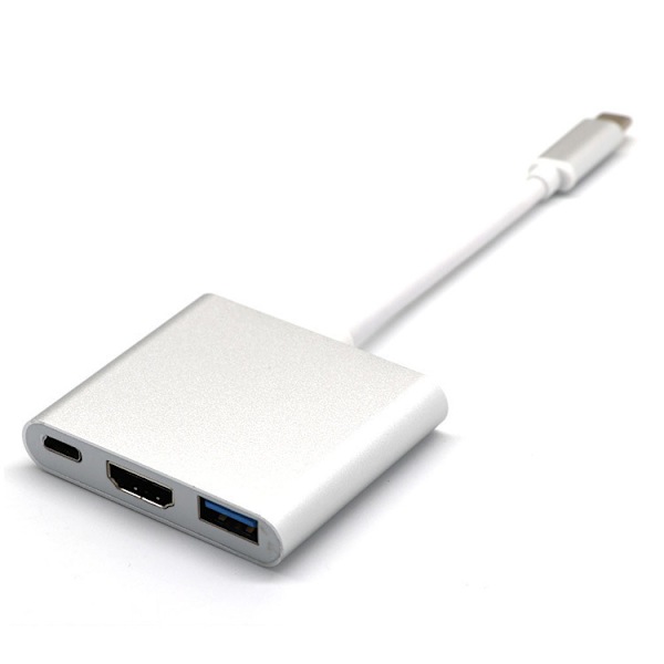 Typ-C till HDMI tre-i-ett adapterkabel USB3.1 multifunktions expansionsdock 4k aluminiumhölje konverter, 3-pack