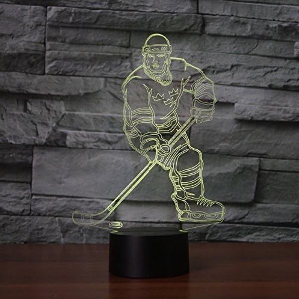 WJ 3D Ishockey Spiller Natlampe Lampe Illusion 7 Farve Skiftende Touch Switch Lamper Gave med Akryl Flad ABS Base USB Kabel Legetøj