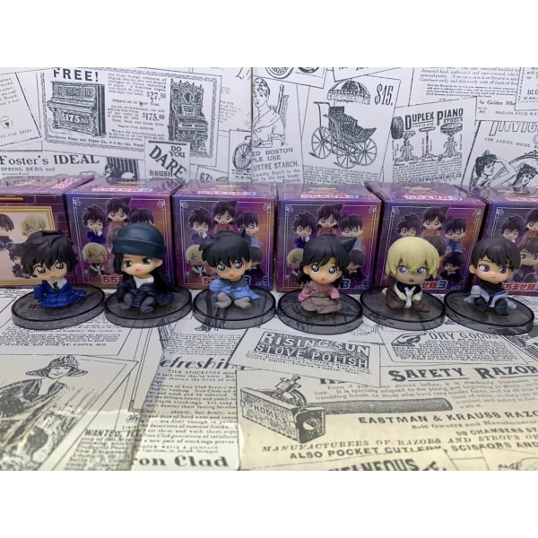 (6 stycken) Detective Conan anime-figurer, 6 Q-version Conan Kidd äggbox figurin figurer, bilprydnader-6 stycken 6 pieces