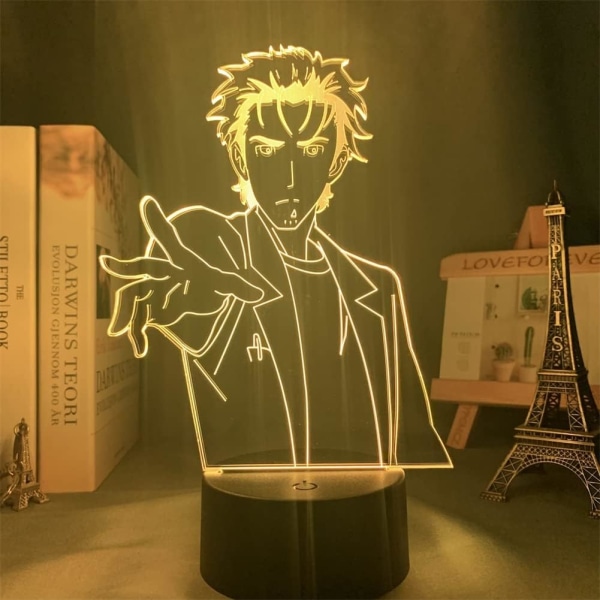 3D Illusion Lamp Anime Steins Gate Rintarou Okabe Akryl LED Nattlampa RGB 16 Färger Ändringar Touch med Fjärrkontroll