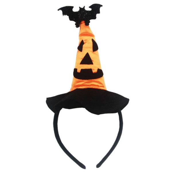 2-pack Halloween Masquerade Dress Up Party Huvudbonader Skull Pumpkin Witch Barnpannband (svart cap för fladdermusmössa)