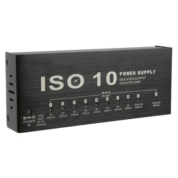 Gitarpedal Strømforsyning 10 Isolerte Utgang Multi Effekt Strøm med 2 Justerbar SpenningUS Plugg 100‑240V