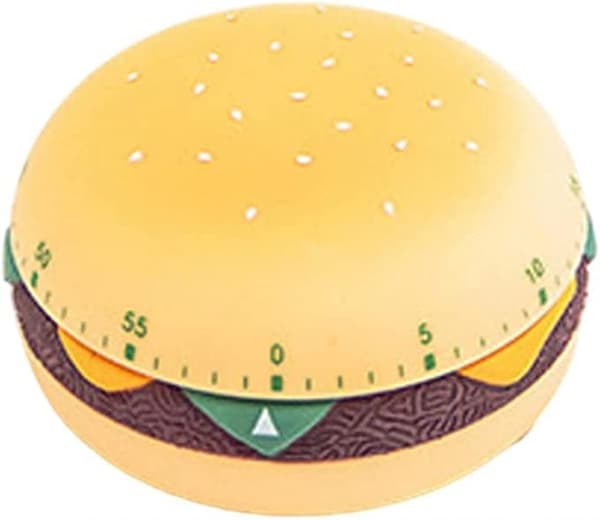 60 minutters mekanisk køkkentimer, mad hamburgerformet køkkentimer (gul)