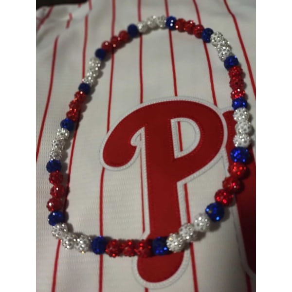 Philadelphia Phils Baseball Halskæde Til Mænd Kvinder Baseballer Inspireret Perle Halskæde Unisex Rhinestone Discokugle Halskæder Smykker Silver