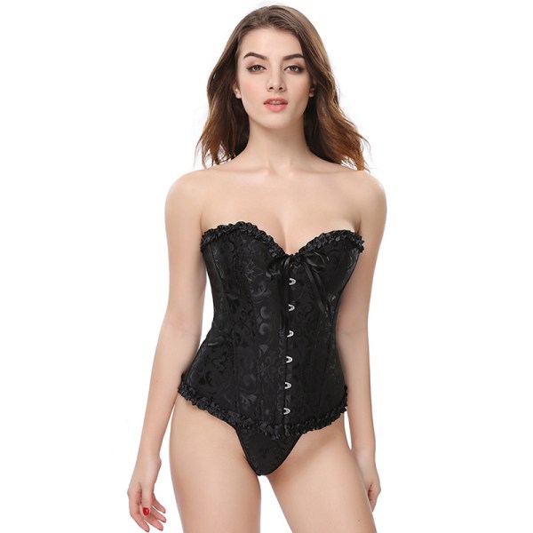 Kvinnors midjeformare spets upp benad korsett shapewear-röd(M)