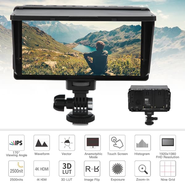 FOTGA E50 HDMI Touch Screen Kamera Feltmonitor 2500nit 4K HDMI Input Output Monitor