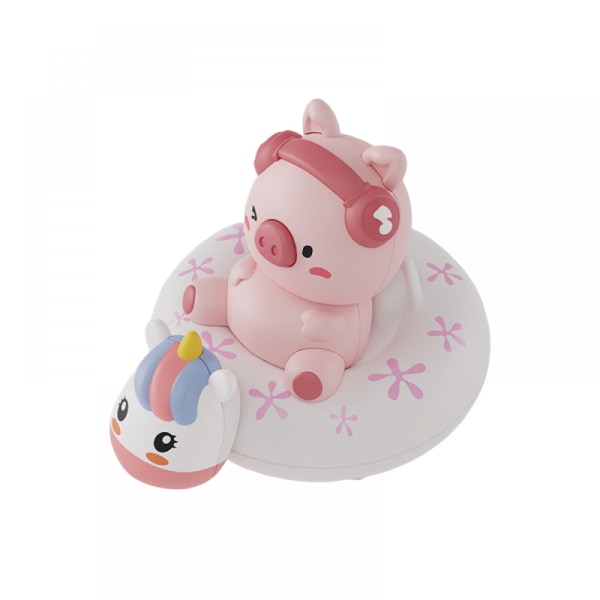 Add Fun to Bath Time with Our Chain Bunny and Piggy Swimming Ring Bath Toy(Pig)