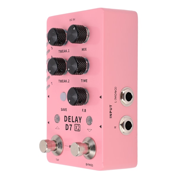 Stereo Delay Effekt Elektrisk Guitar Single Effector Support Opbevaring med 14 Effekter 100‑240VUS Stik