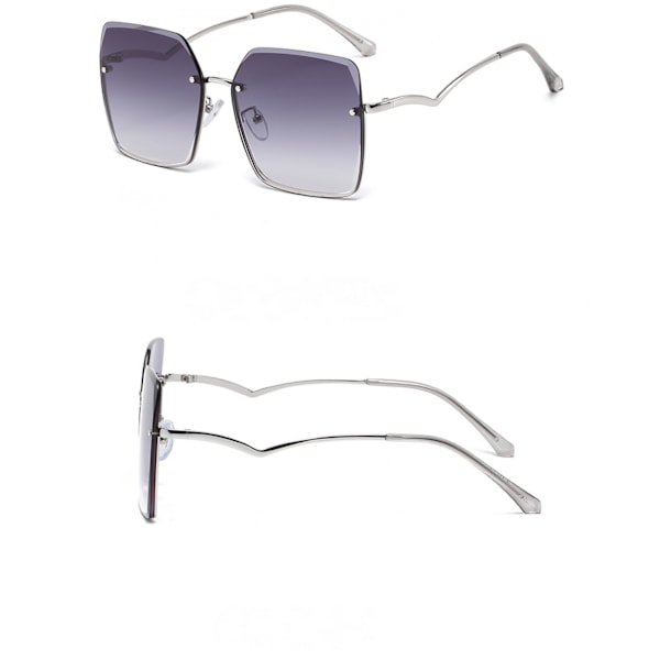 Mote Dame Rimless Kuttede Kant Solbriller UV-beskyttelse Store Ramme Solbriller---Rose Gull Ramme Gradient Rød