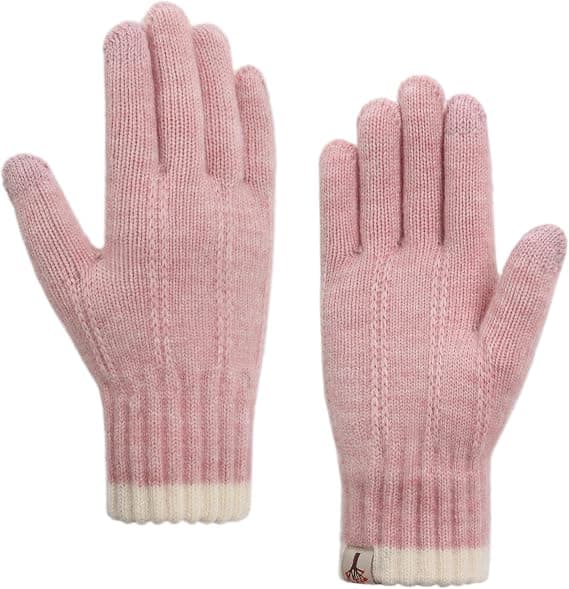 Varmfodrade Vinterhandskar för Kvinnor, Touchscreen-Handskar, Elastiska Stickade Fleece-Handskar för Löpning, Arbete och Utomhusaktiviteter, 04
