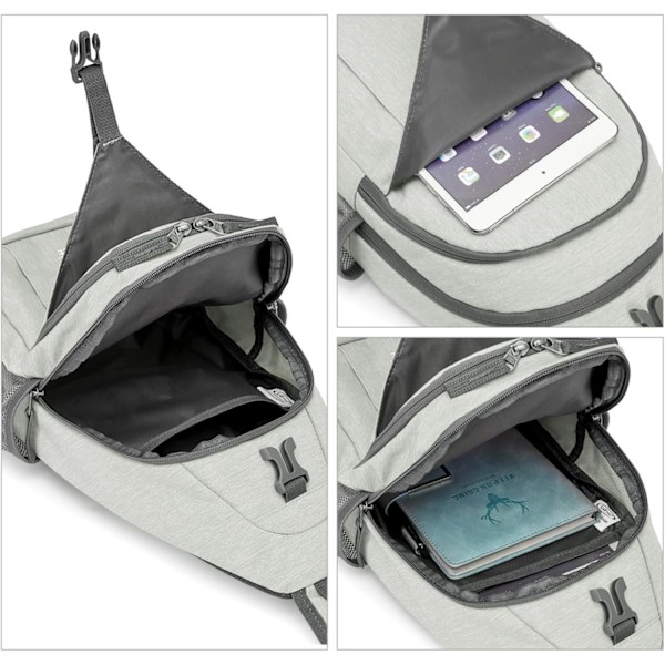 Sling Bag RFID-suojattu Sling-reppu Olkalaukku Rintalaukku Päiväreppu Retkeilyyn ja Matkustamiseen gray