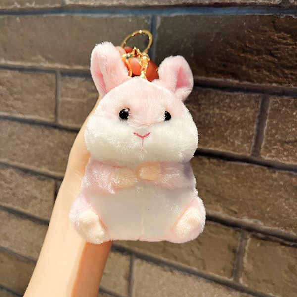 Söt liten docka, parväska hänge, plyschleksak docka nyckelring, docka hänge Plush Hamster Rabbit - Pink
