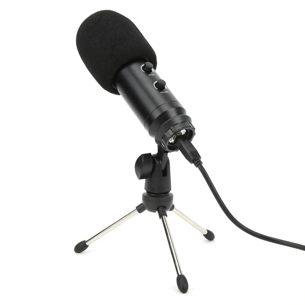 Kondensatormikrofon USB Dobbel Knapp med Justerbart Stativsett Kit for kringkastingopptak