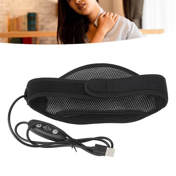 Opvarmning Nakkemassager 5 Gear Vibrationsmassage Vaskbar USB Opvarmet Nakke Wrap til Hjemmebrug Kontorarbejde