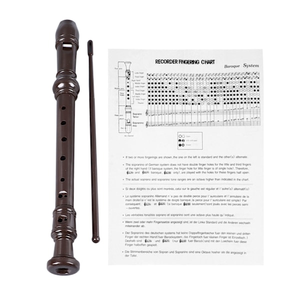 Soprano Recorder Instrument 8 Hole Descant Treble Flute ABS for Kids Students Classroom Playing Performance Coffee