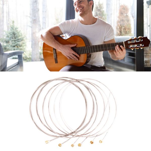 6-pack rostfria gitarrsträngar i nickel-legering, anti-oxidation, ersättning för akustisk gitarr