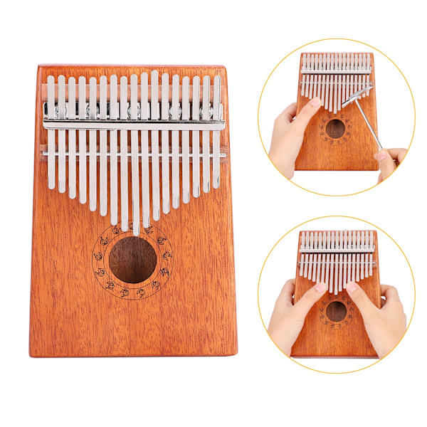 17-nøglede Kalimba Bærbar Tommelfingerklaver Mahogni Trælegeme Musikinstrument