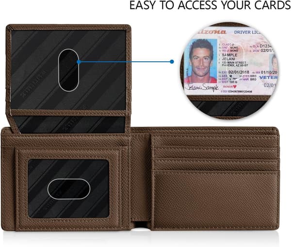 Herrplånböcker Slim Rfid Läder 2 ID-fönster med presentförpackning