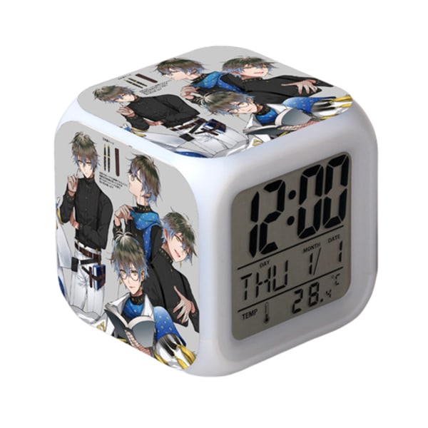 Anime Väckarklocka One Piece LED Kvadratisk Klocka Digital Väckarklocka med Tid, Temperatur, Alarm, Datum