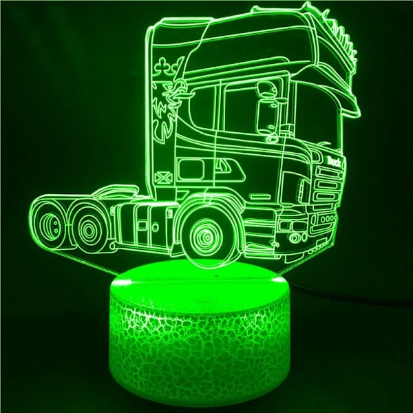 3D lastbil traktor bil natlys bord skrivebord optisk illusion lamper 7 farve skiftende lys LED bordlampe julehjem kærlighed fødselsdag børn indretning legetøj gave