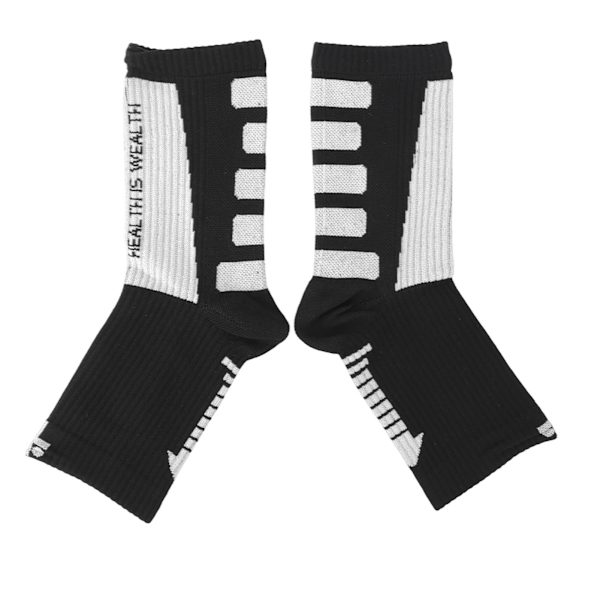 Sports Socks - Høy pustende elastisk komfortabel fot kompresjonshylse for fitness løping trening svart og hvit