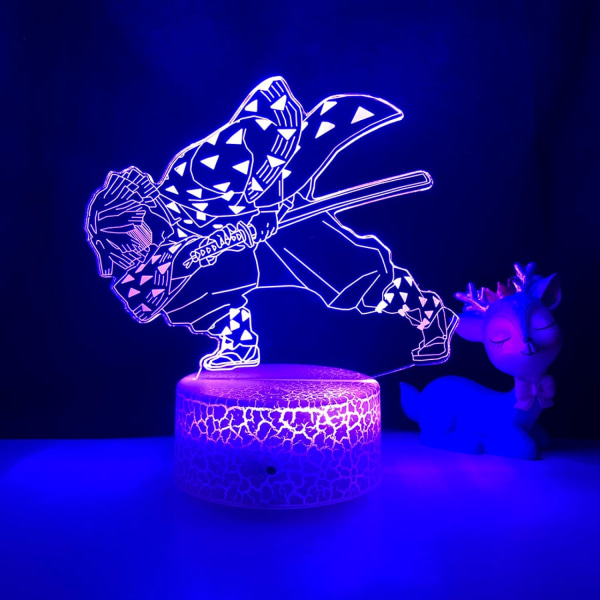 Akryl LED nattlampa Anime Demon Slayer Figur för barn barnrum Decor Cool Kimetsu Lamp Present