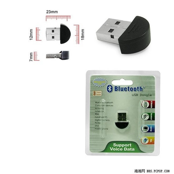 USB 2.0-grensesnitt driverfri Bluetooth-adapter Thumb Bluetooth-mottaker, 20-pakning