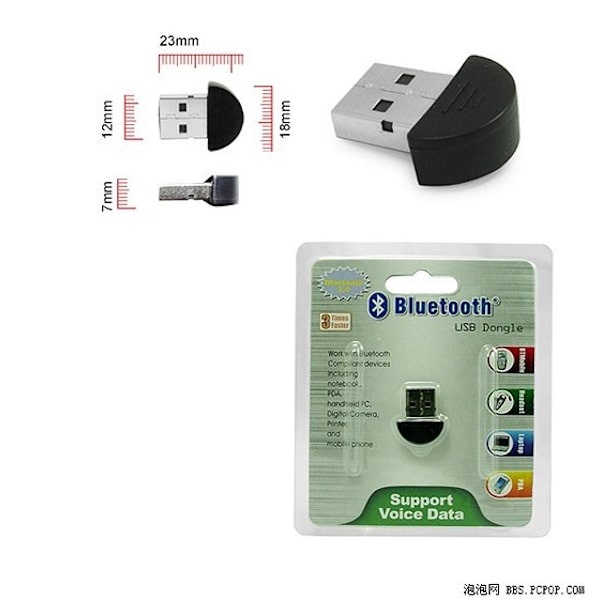 USB 2.0-grensesnitt driverfri Bluetooth-adapter Thumb Bluetooth-mottaker, 5-pakning