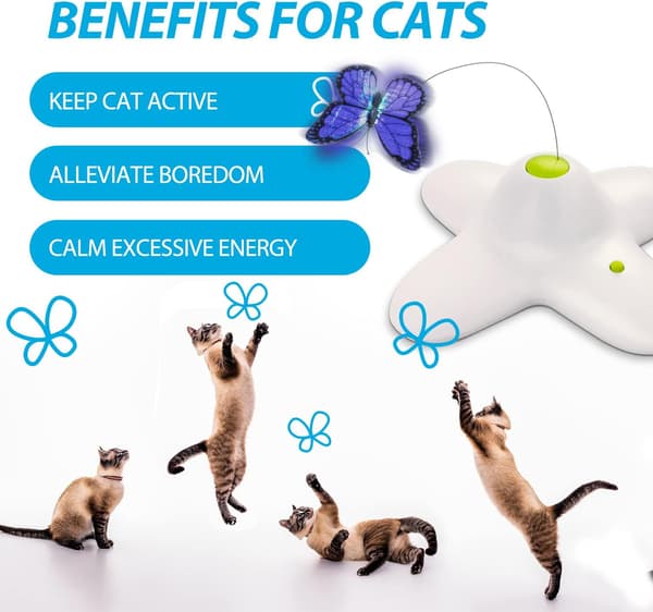 All for Paws Kattelegetøj Interaktiv Sommerfugl Flutter Bug Kat Automatisk Legetøj Stimulerende Killingelegetøj Berigelse til Indendørs Katte