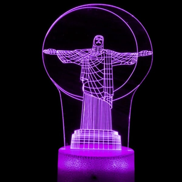 WJ 3D Jesus kors nattlampa bord skrivbord optisk illusion lampor 16 färgskiftande ljus LED bordslampa Xmasbarn dekor barn leksak gåva