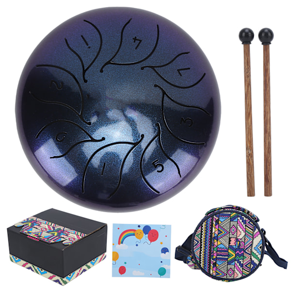 Tungtrumma Metall Pan Tank Handpan 5,5 tum Slagverksinstrument Bärbar Set Kit med Klubba Star Sky Blue