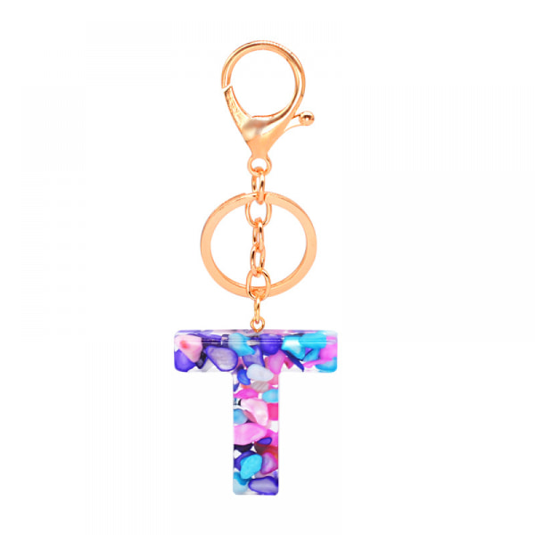 1 stk. nøglering flerfarvet bogstav A - Z initial bogstav harpiks nøglering, tilbehør sød premium taske charm