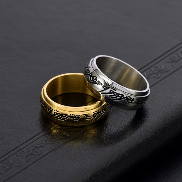 Ringer av makt Herre av ringene  Spinnende ring, Angstring En ring for menn  Forgylt vielsesring for menn og kvinner Magiske kraft ringer Silver 12
